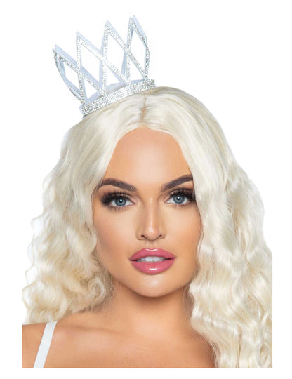 Mini couronne argentée pour femme à strass