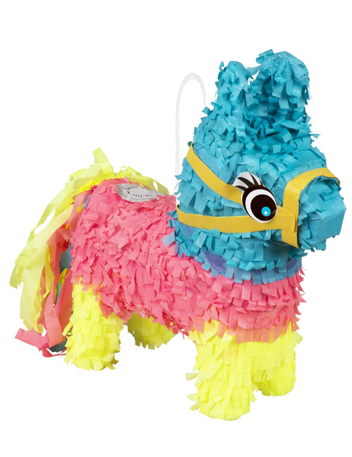 Vista traseira da mini piñata de burro multicores
