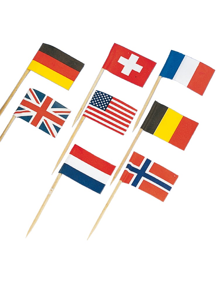 Mini piques drapeaux pays du monde multicolores lot de 30