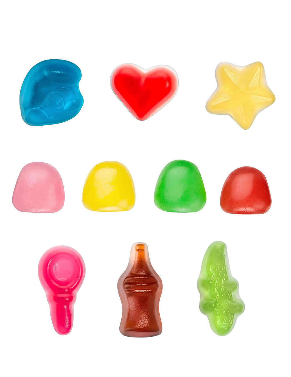 Détail des différentes formes de bonbons du mini sachet de bonbons Haribo Happy Life