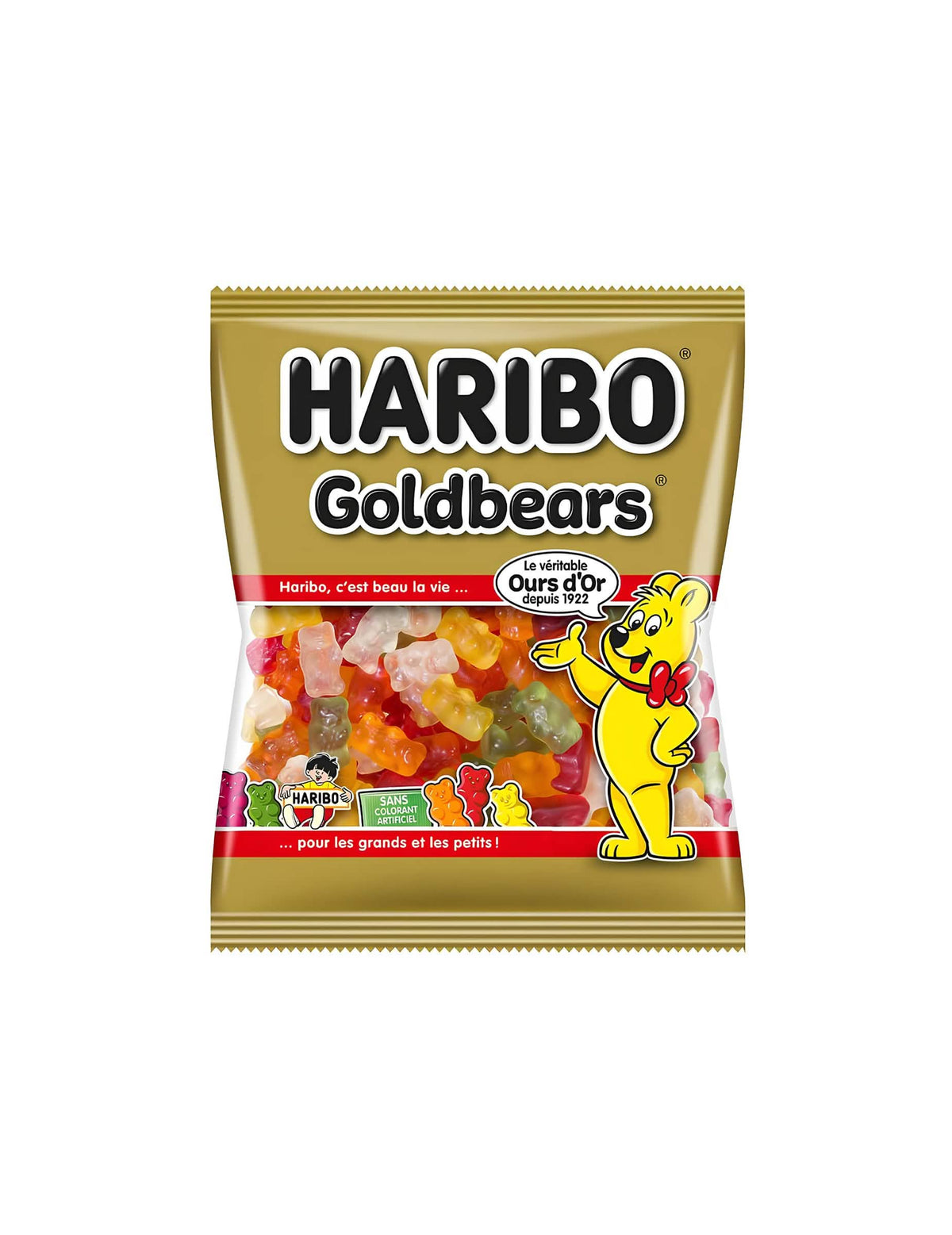 Mini saco de rebuçados Haribo urso dourado para todos multicoloridos