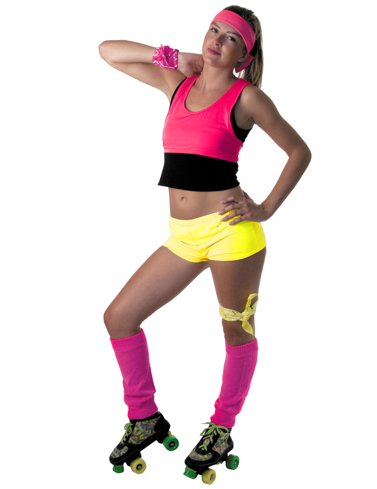 Mini short jaune fluo pour femme