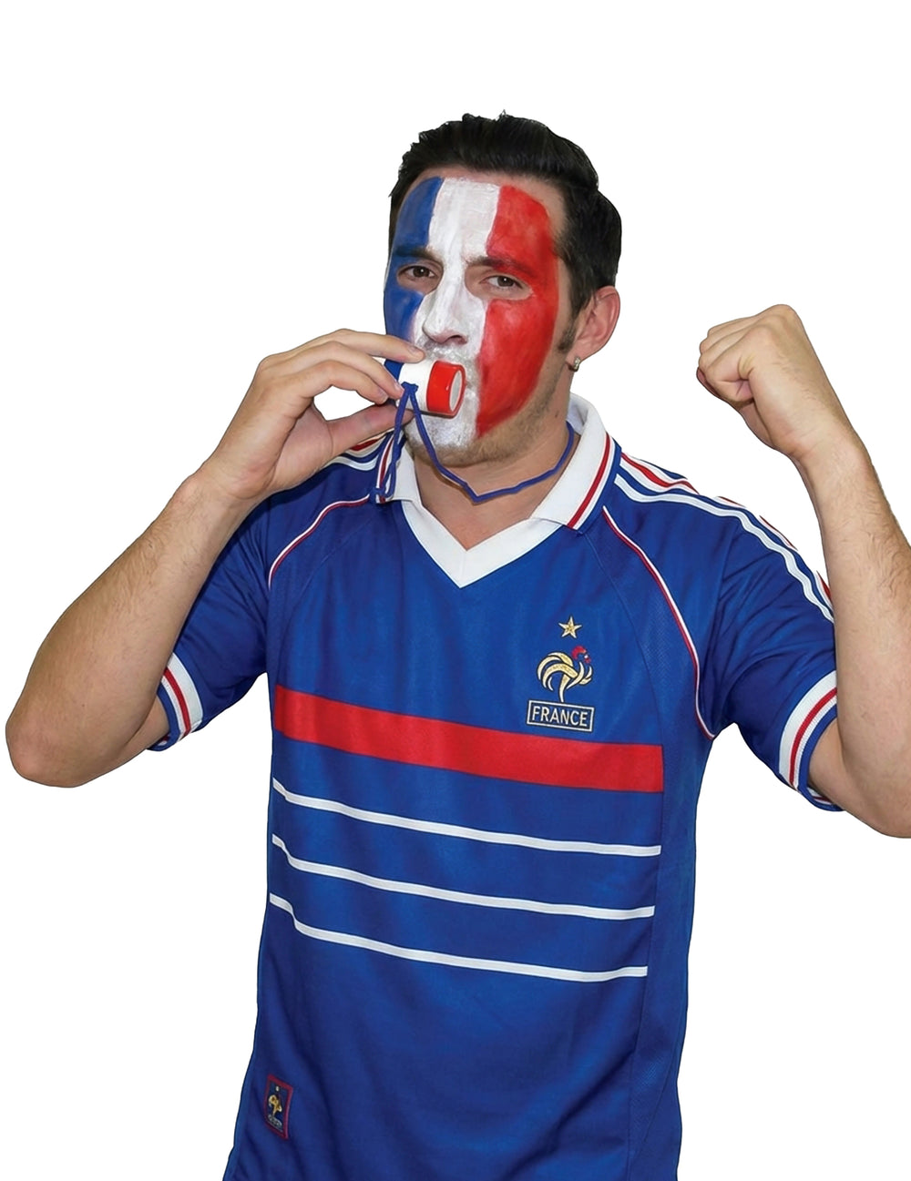 Mini trompette supporter France pour adulte bleu blanc rouge