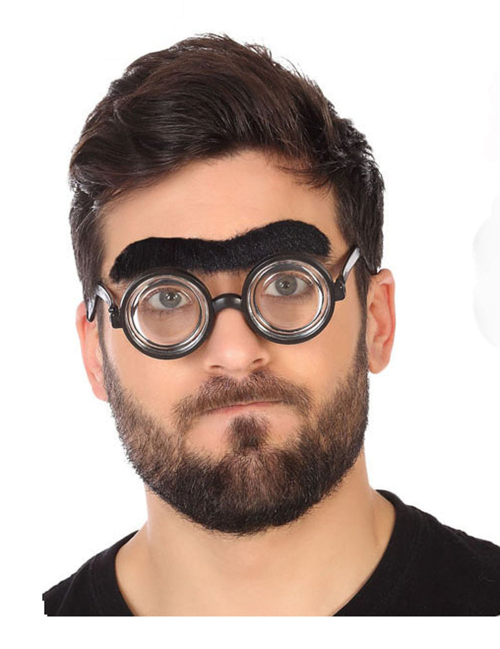 Mono-sourcil pour adulte noir avec lunettes