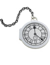 Montre gousset blanche pour adulte avec chaîne argentée