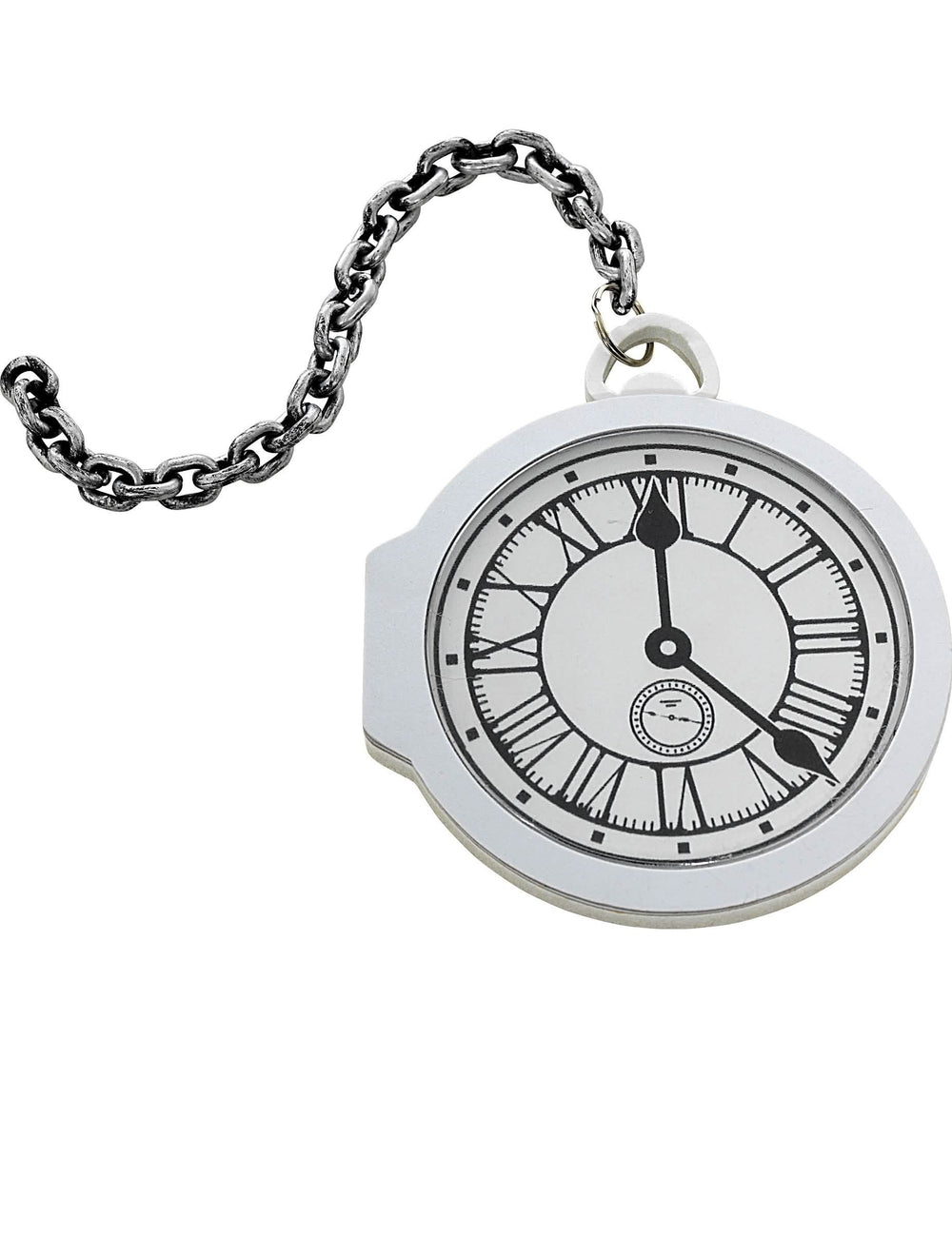 Relógio de bolso branco para adulto com corrente prateada