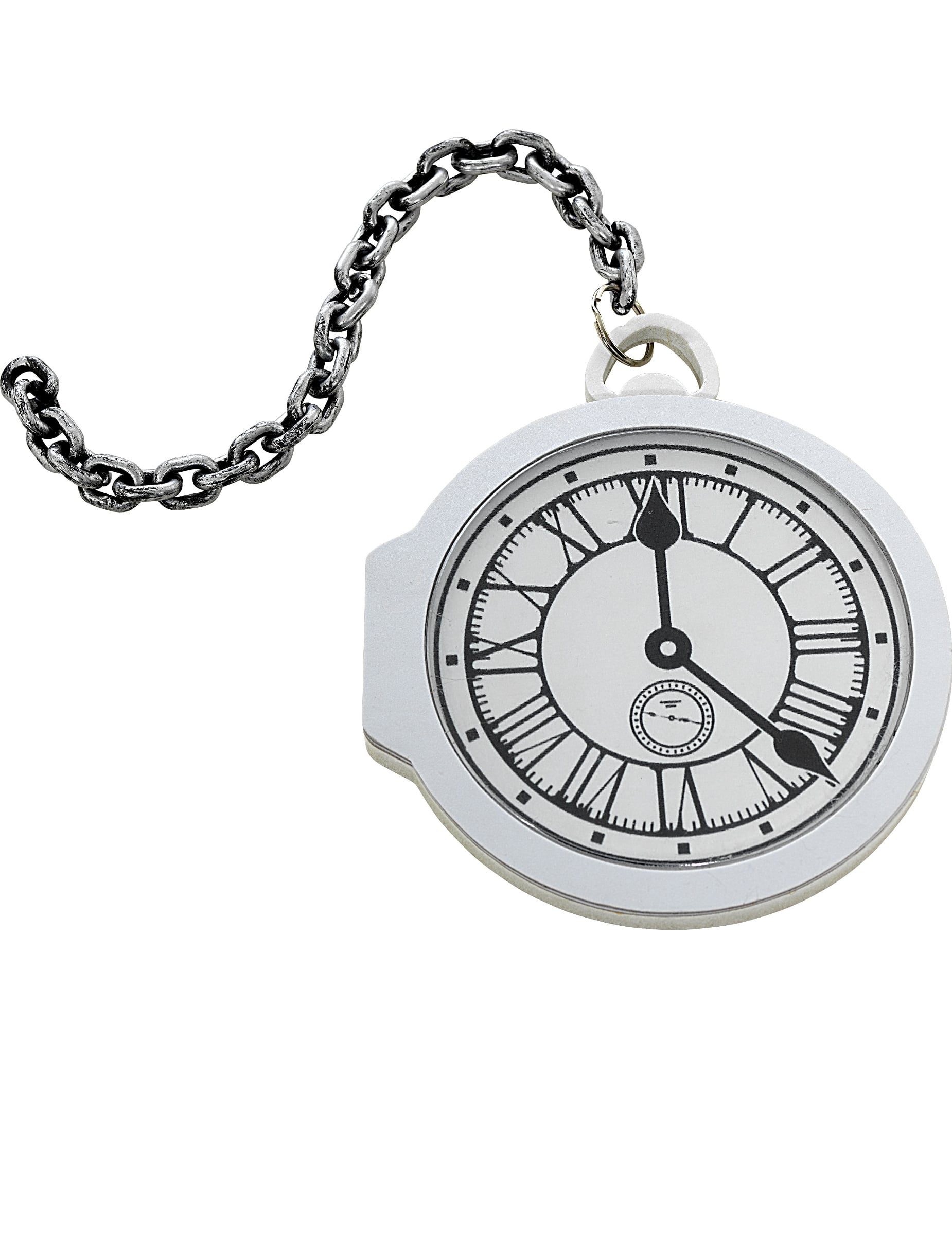 Montre gousset blanche pour adulte avec chaîne argentée