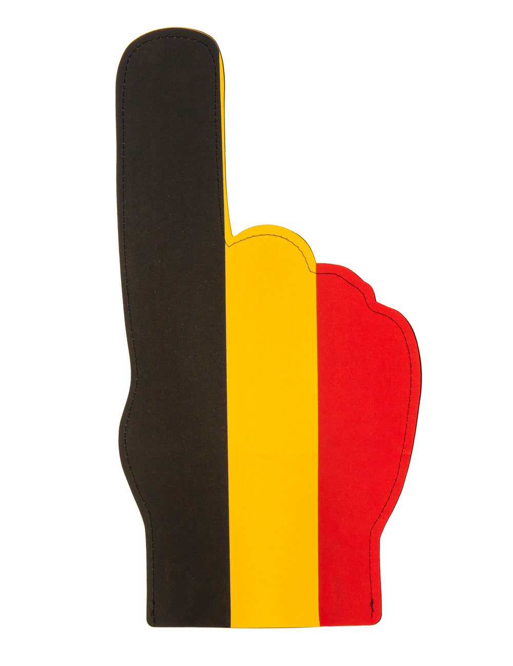 Main en mousse Belgique pour supporter noir jaune et rouge