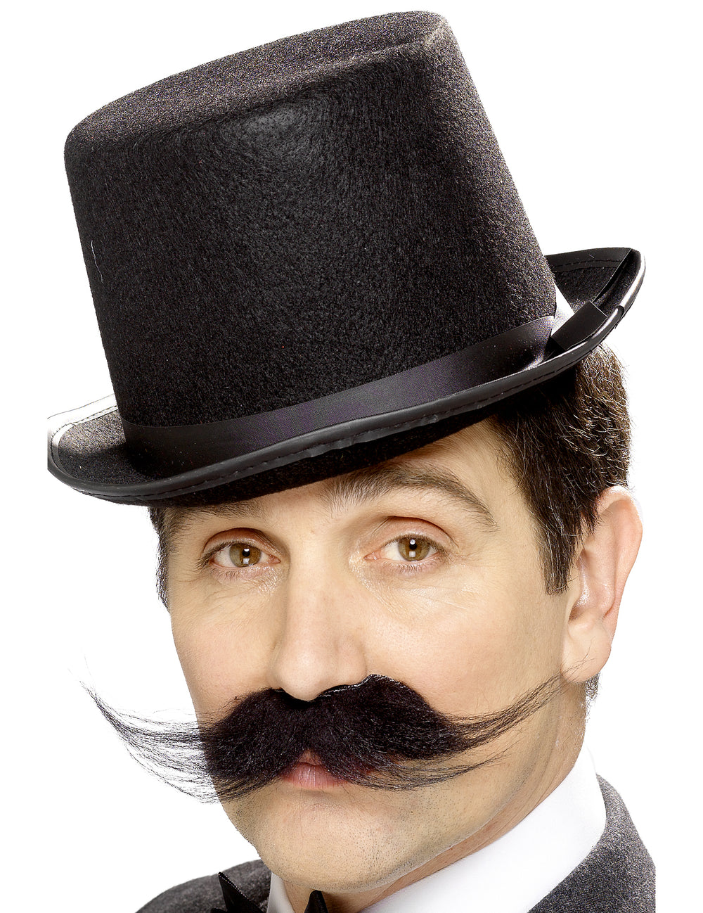 Moustache gentleman pour adulte noire à pointes relevées