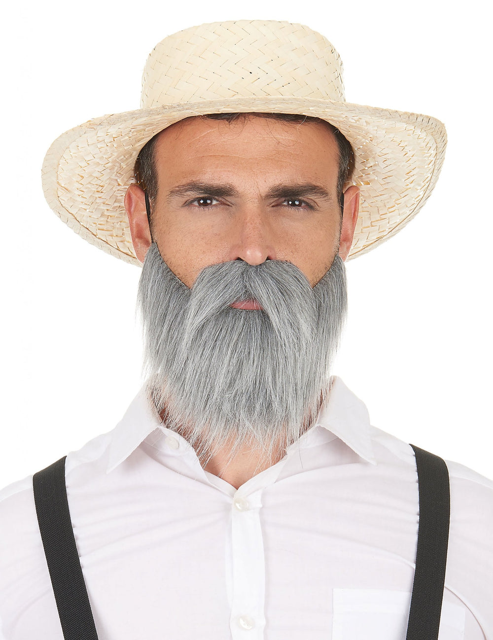 Moustache et barbe pour adulte grises