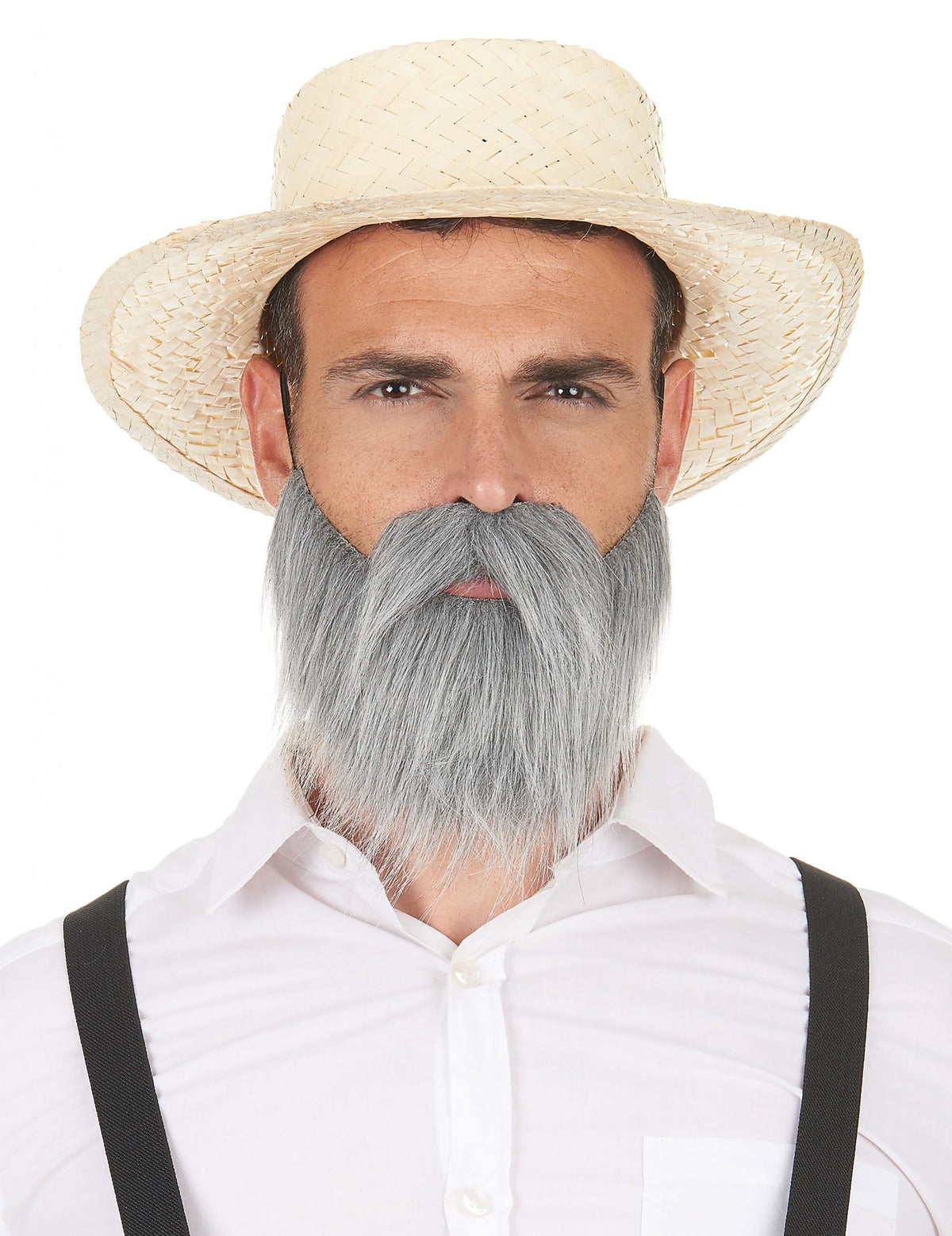 Moustache et barbe pour adulte grises