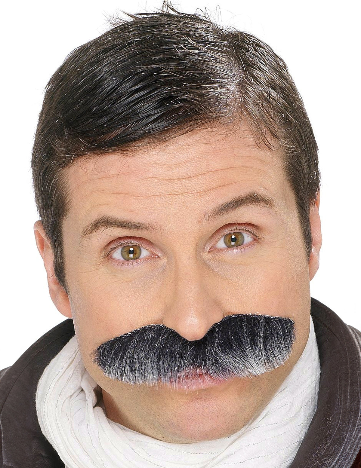 Moustache grisonnante pour adulte noire et grise