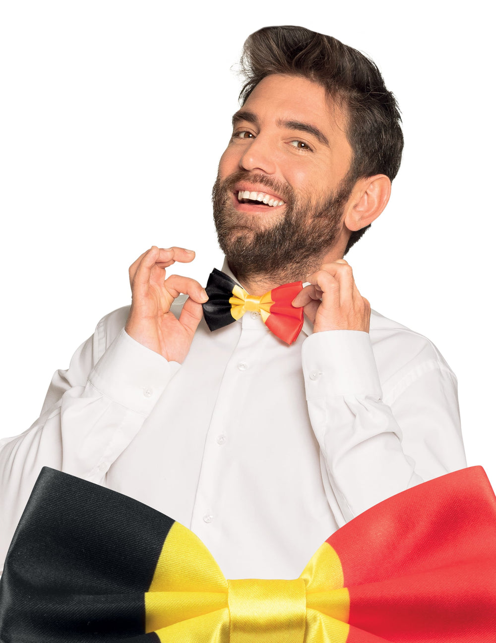 Nœud papillon supporter Belgique pour adulte noir jaune rouge