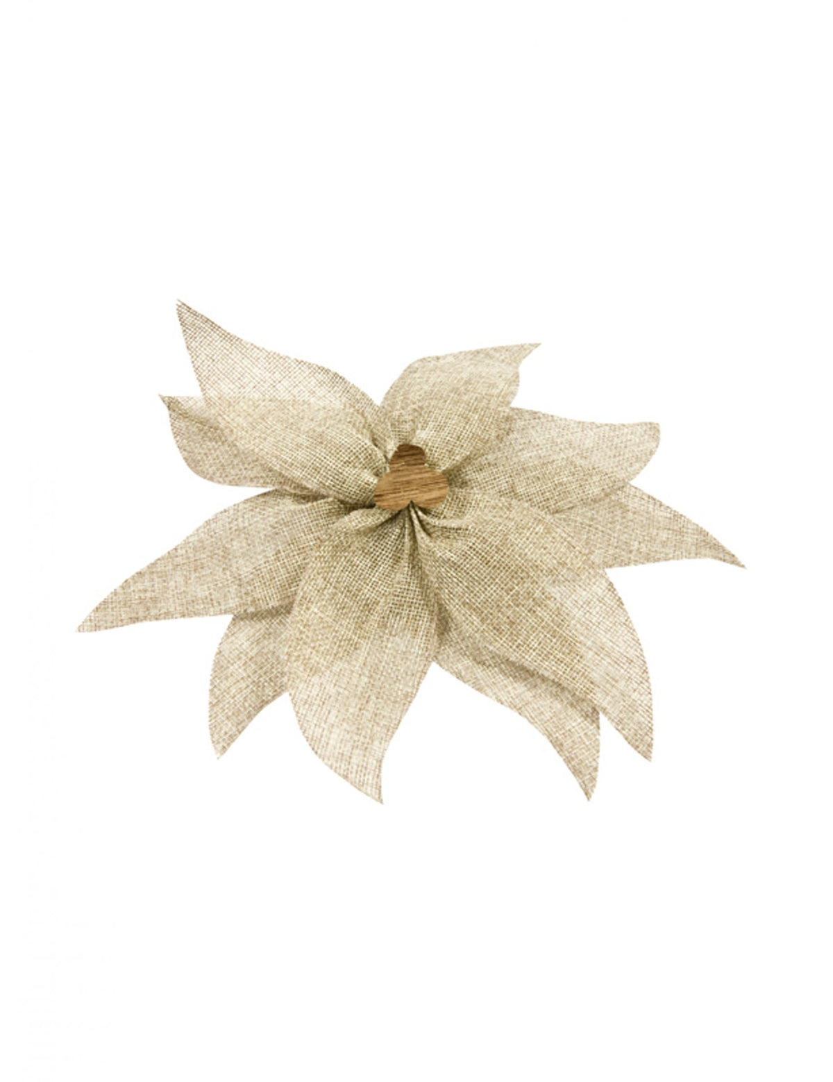 Nœud de poinsettia décoration de table beige en toile avec perle en bois