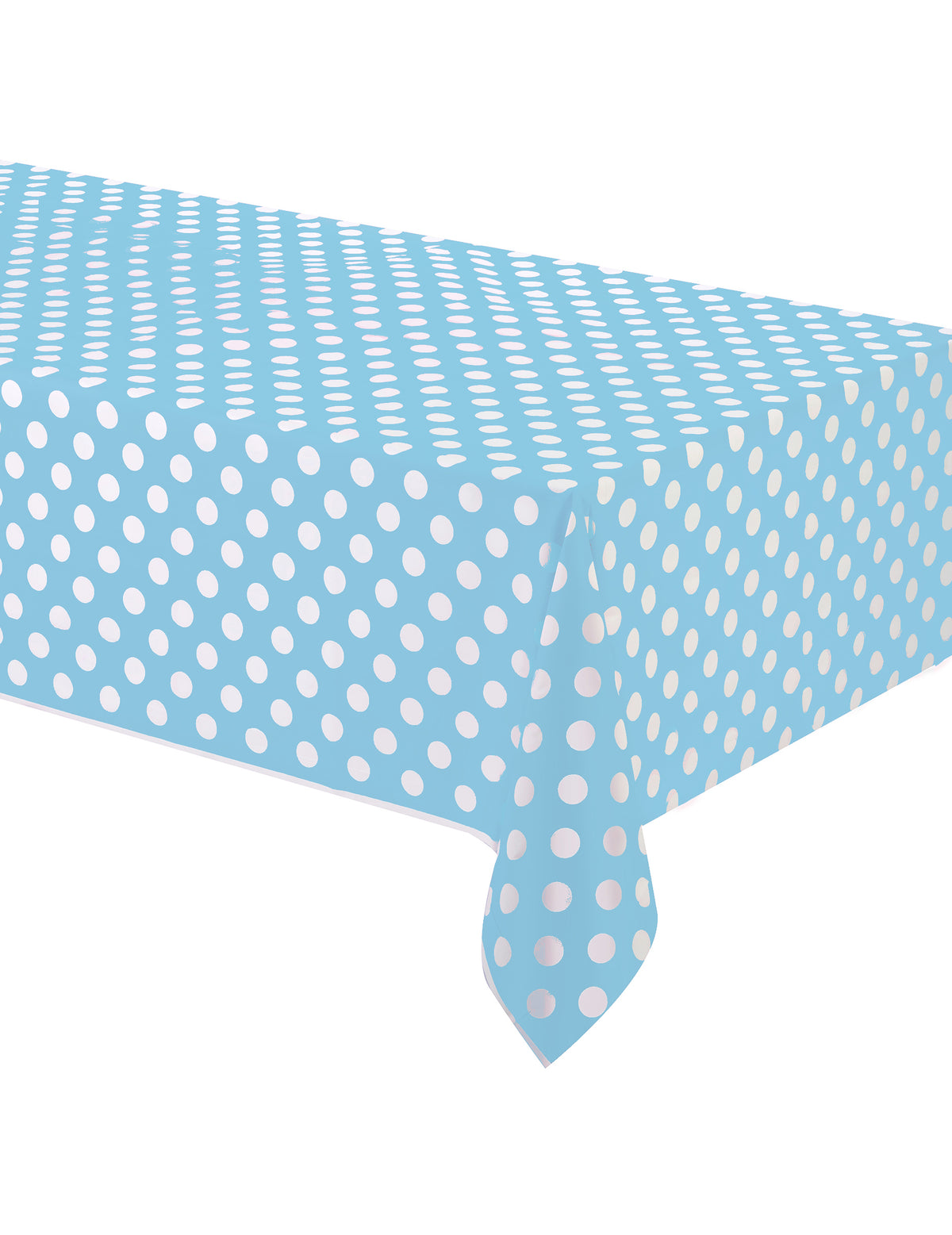 Nappe à pois pour fête bleue et blanche en plastique
