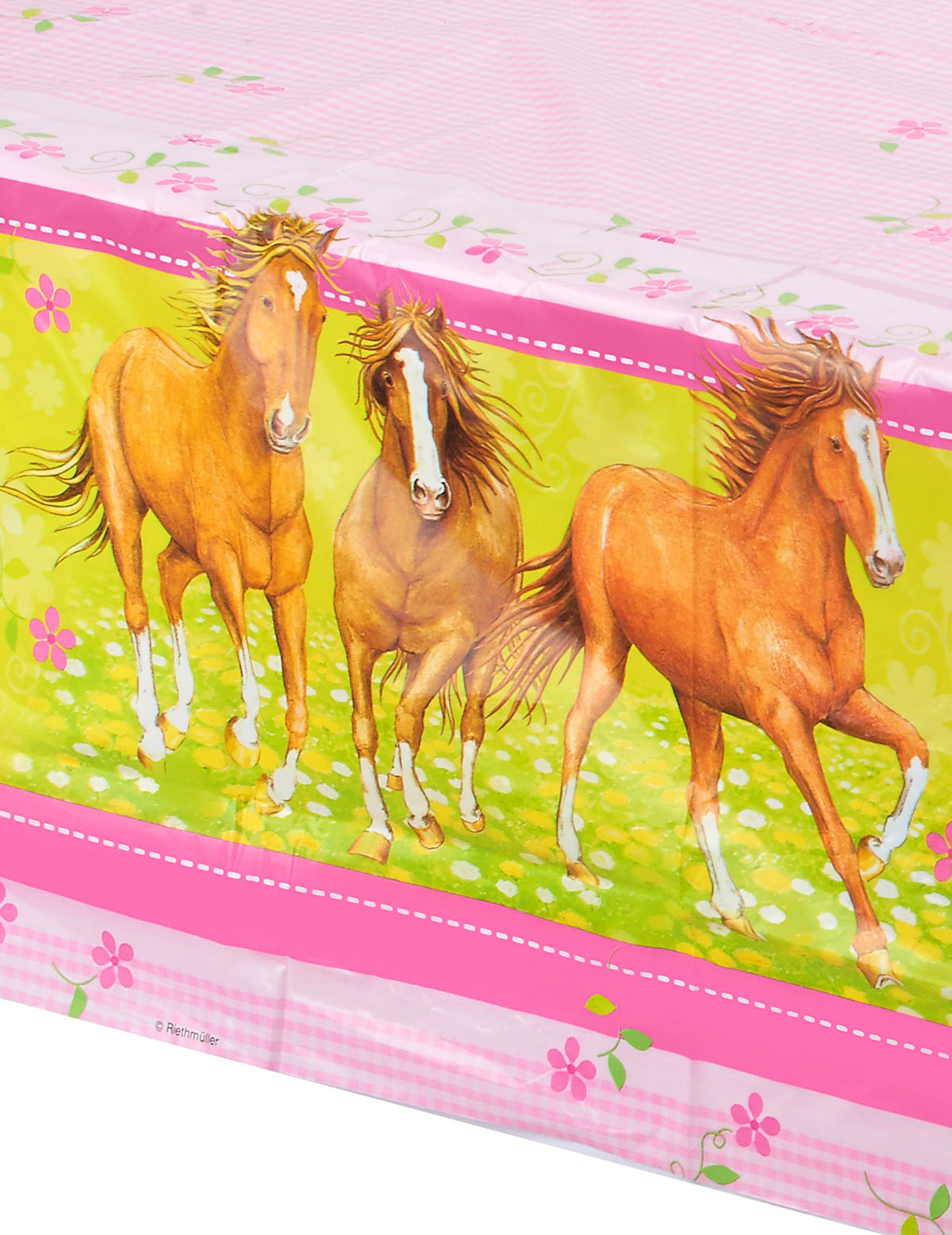 Détail de l'illustration des chevaux galopant de la nappe Chevaux