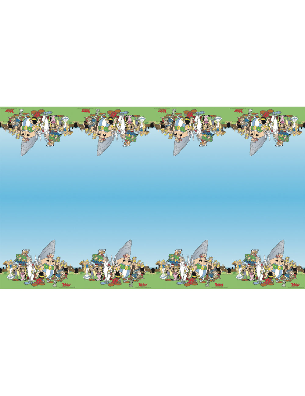 Nappe en papier Astérix pour fête bleu ciel avec personnages gaulois