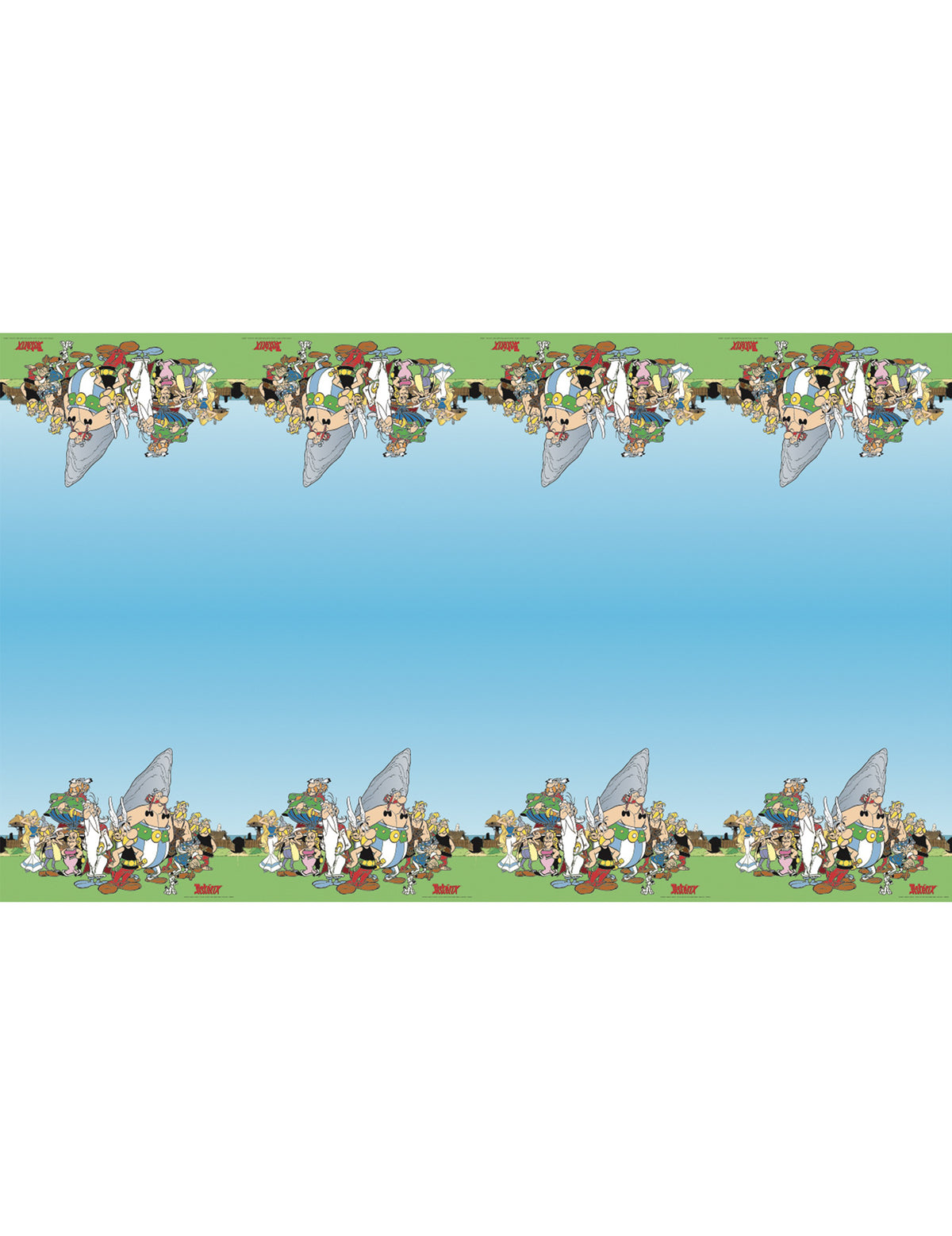 Nappe en papier Astérix pour fête bleu ciel avec personnages gaulois