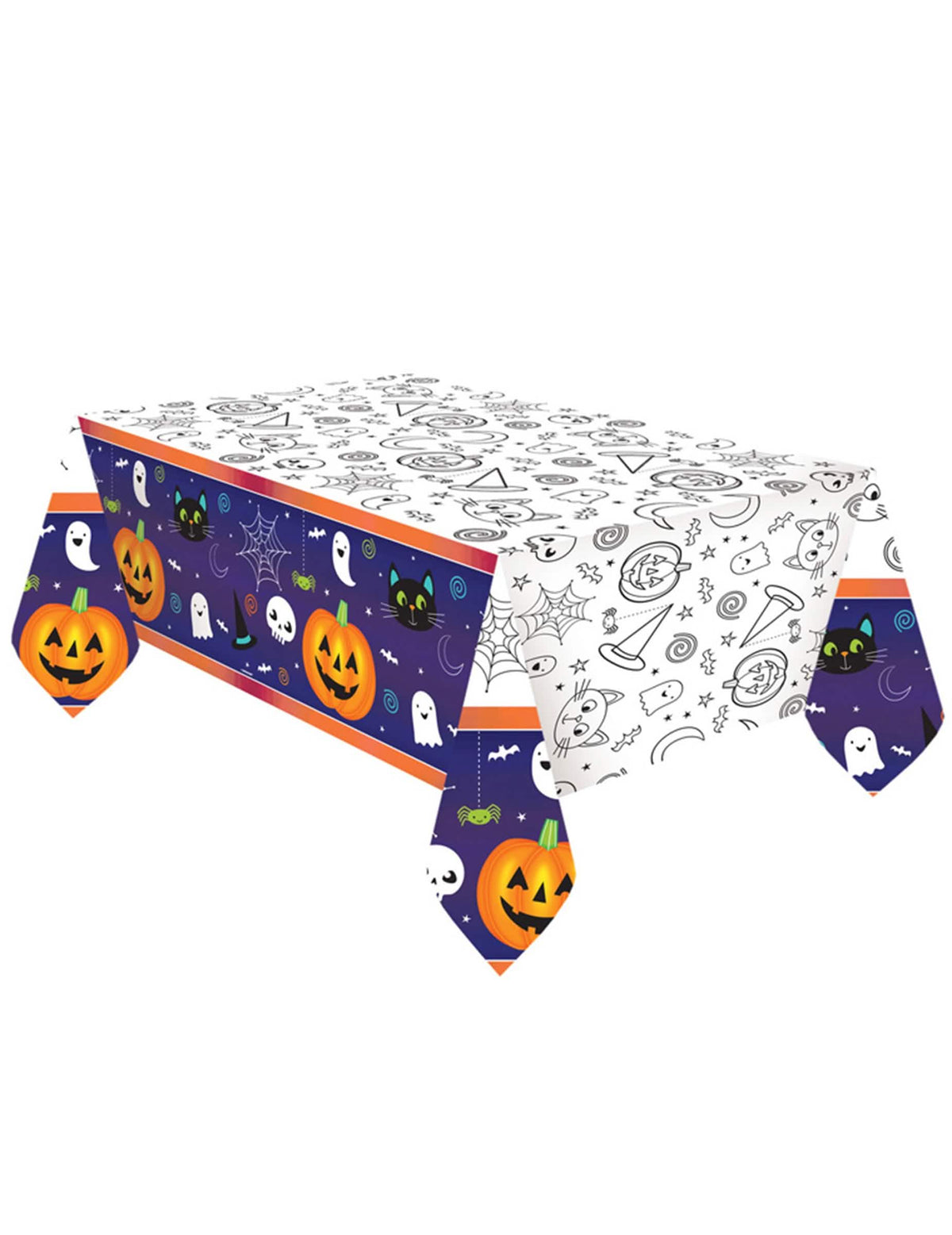 Toalha de papel halloween Friends branca para colorir e violeta com abóboras