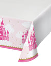 Nappe en plastique château de princesse pour enfant rose et or