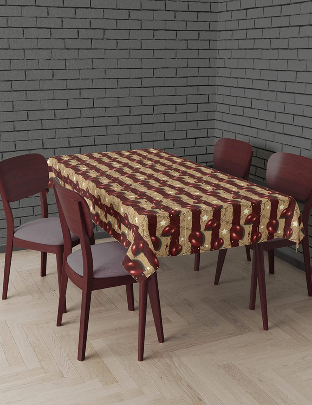 Colocação sobre uma mesa da toalha de mesa de plástico circus aterrador