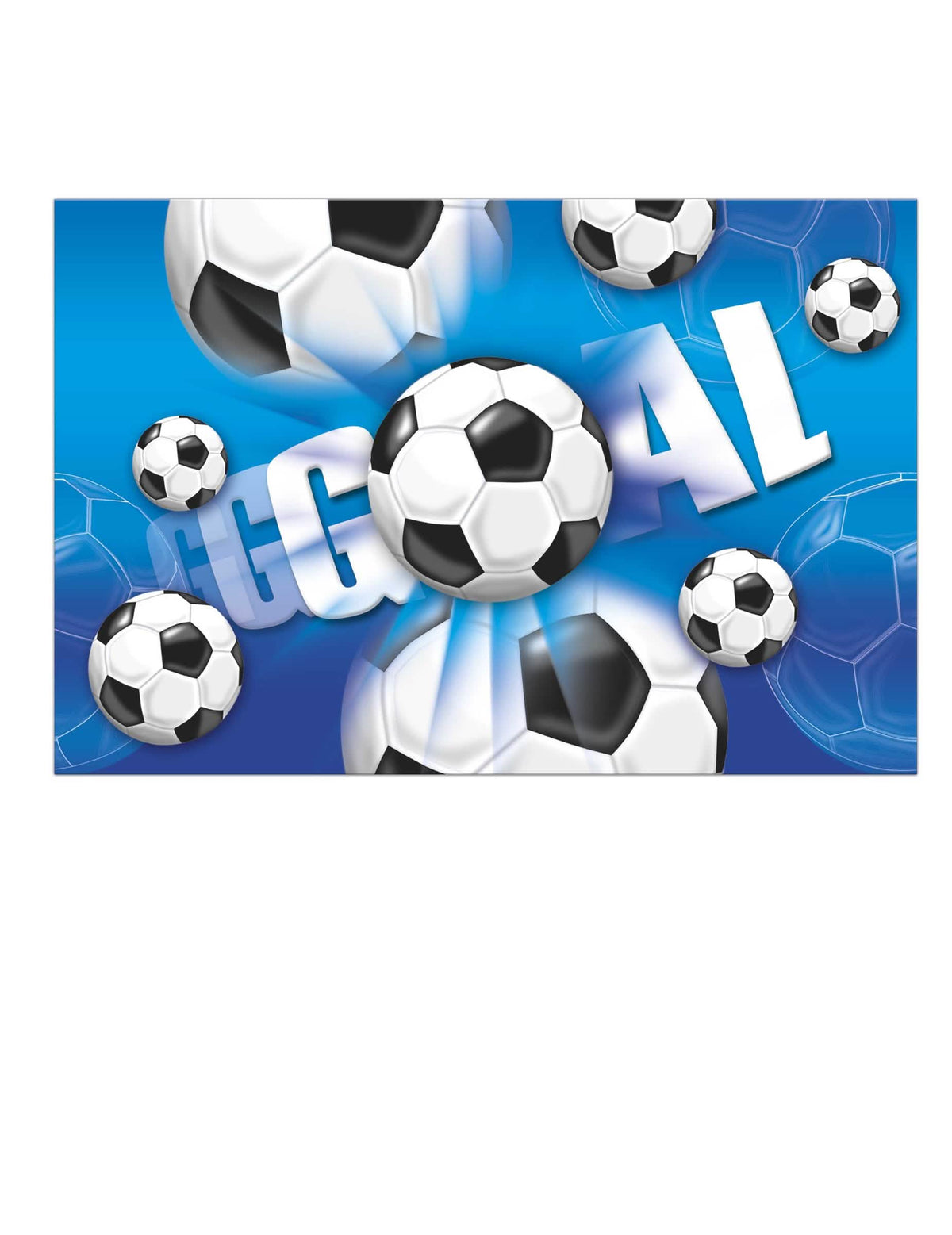 Toalha de mesa de plástico football goal azul com balões de futebol e inscrição Goal