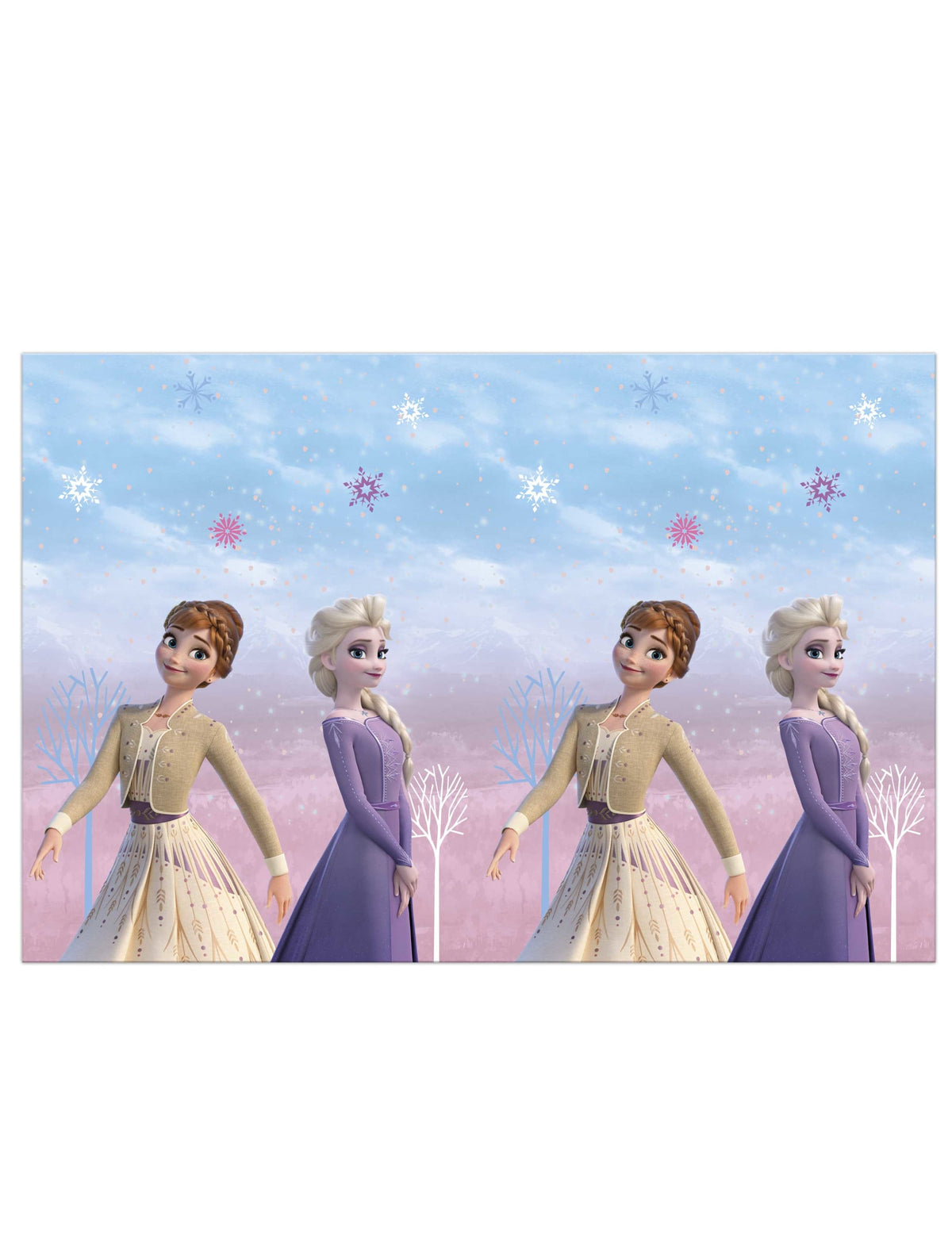 Nappe en plastique La Reine des Neiges pour enfant bleue et violette avec Anna et Elsa