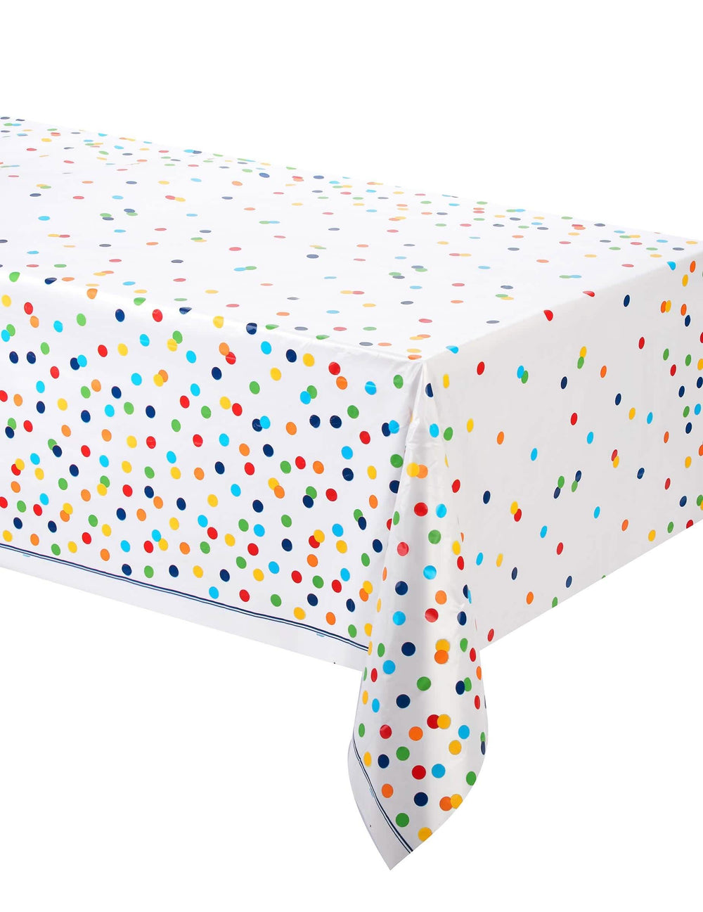 Toalha de mesa de plástico happy birthday com bolinhas coloridas para festa branca e multicores