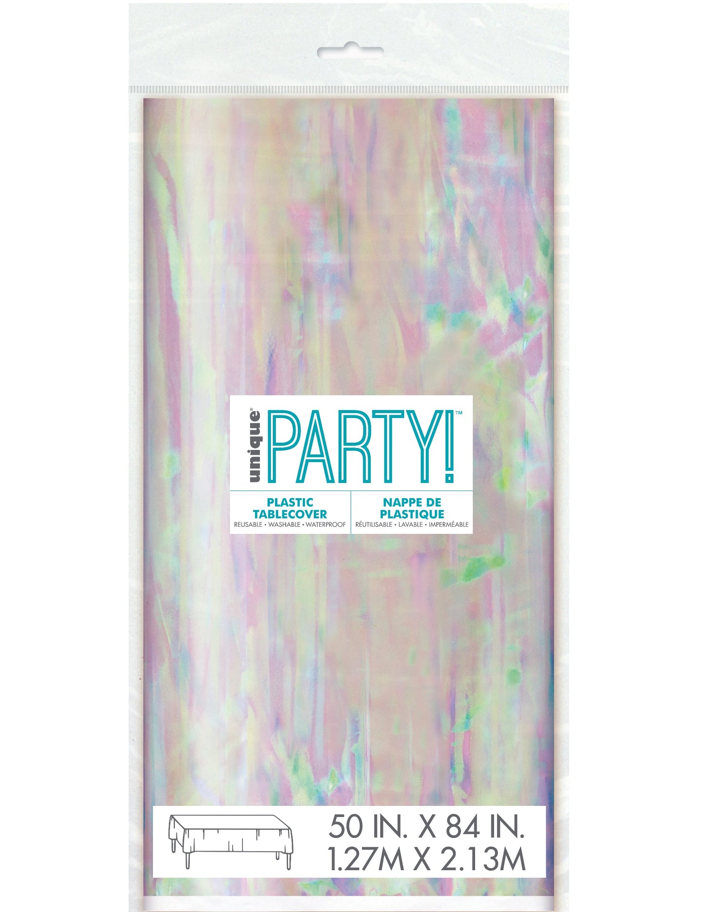 Nappe en plastique iridescente pour fête pastel