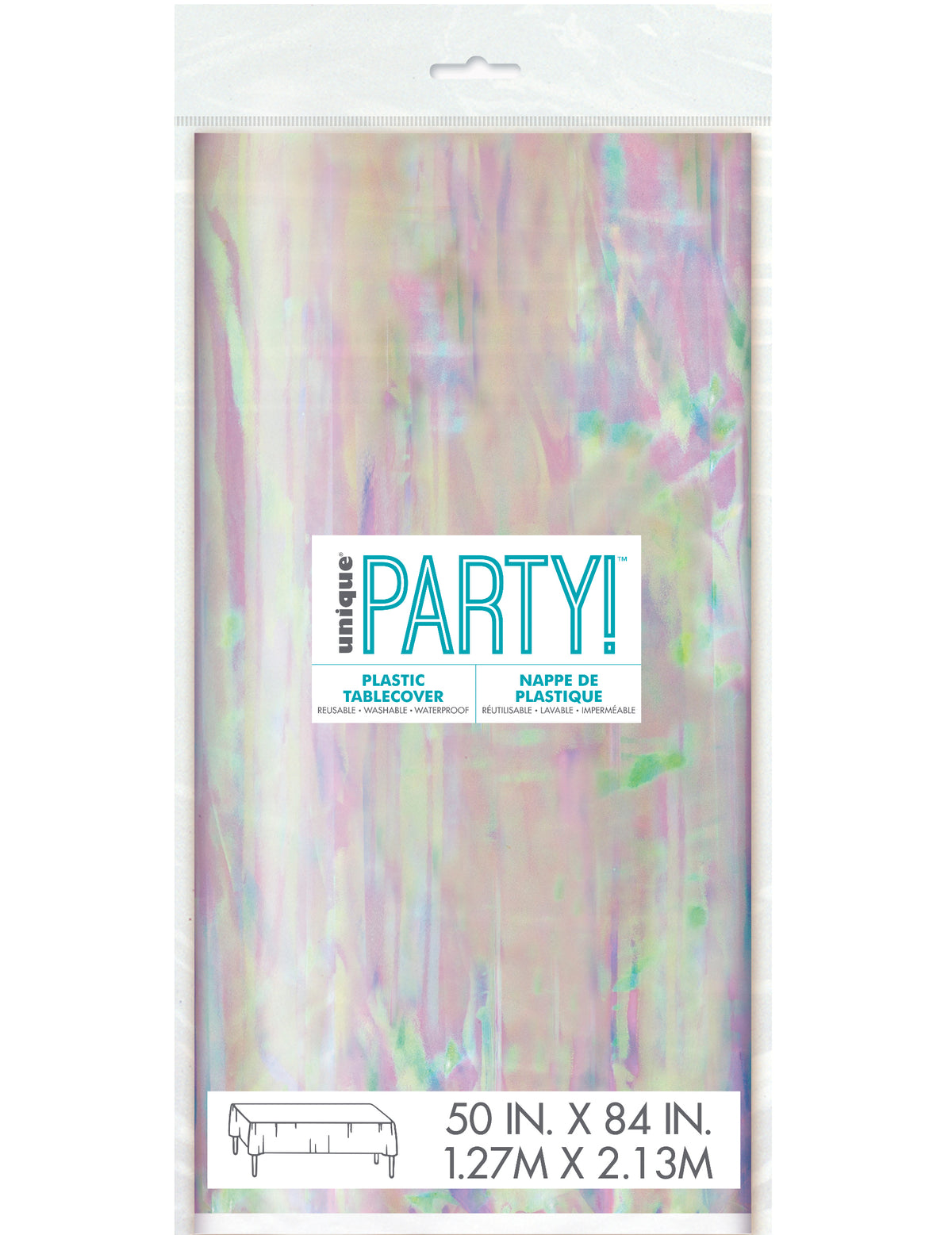 Nappe en plastique iridescente pour fête pastel