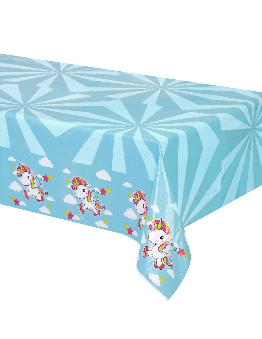 Nappe Licorne bleue avec motifs de licornes et nuages