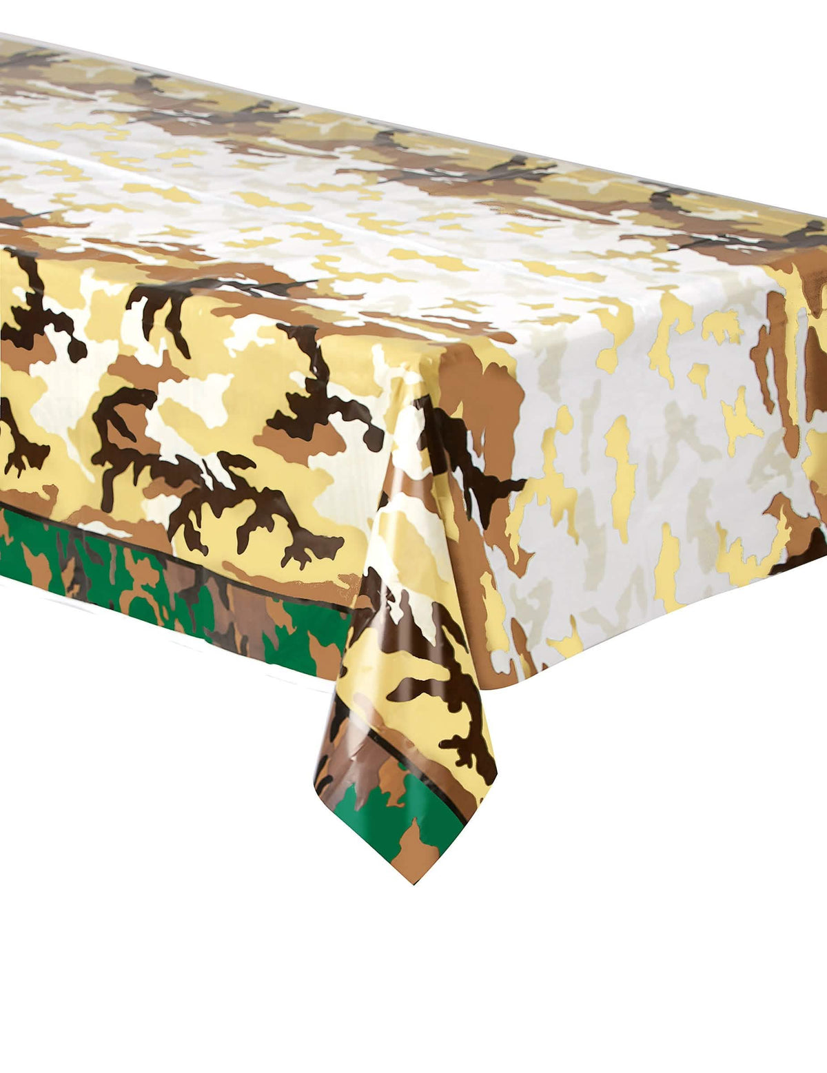 Toalha de mesa de plástico militar com padrão de camuflagem para festa bege castanho e verde