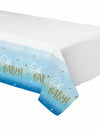 Nappe en plastique oh baby pour baby shower bleu et or