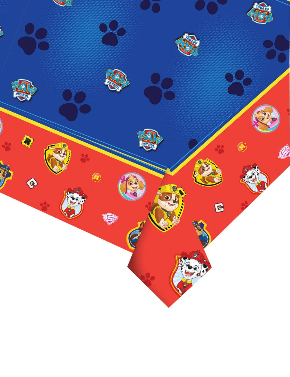 Nappe en plastique Pat' Patrouille pour enfant bleue et rouge avec personnages