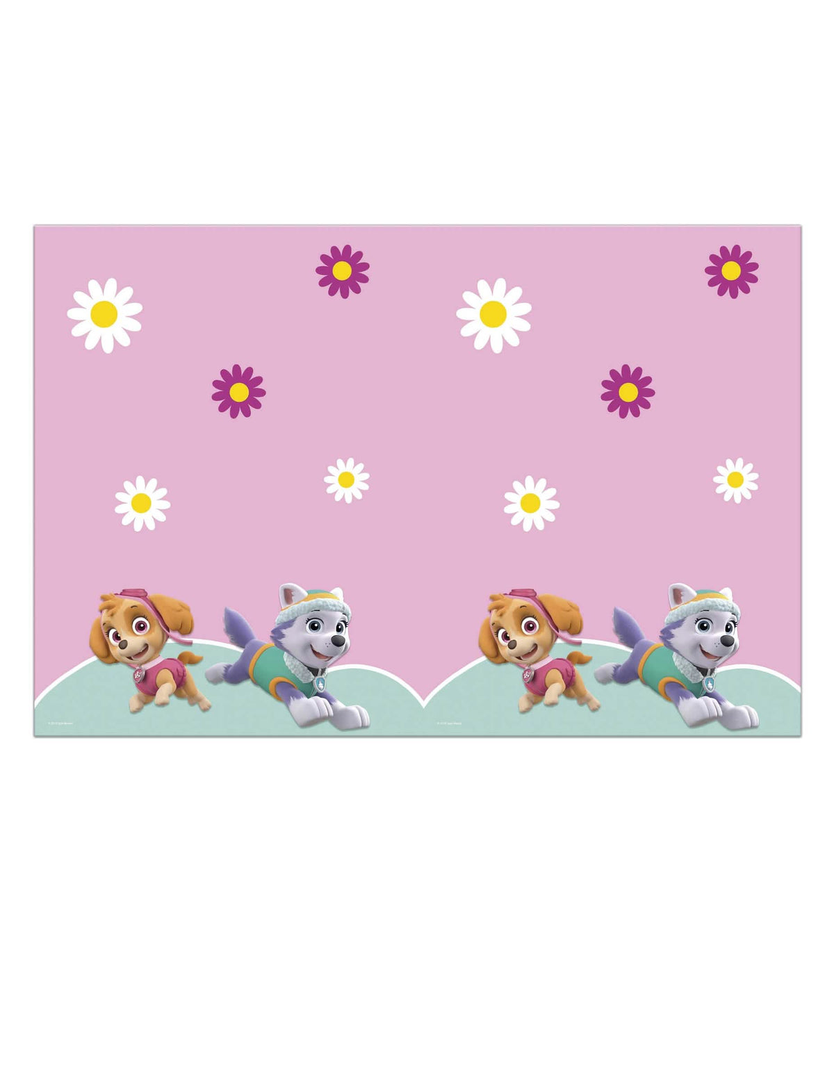 Toalha de mesa de plástico Patrulha Pata Stella e Everest para criança cor de rosa com flores