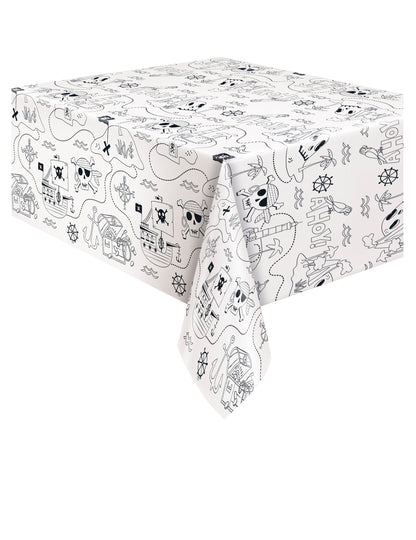 Nappe en papier carte au trésor pirate pour enfant blanc et noir à colorier