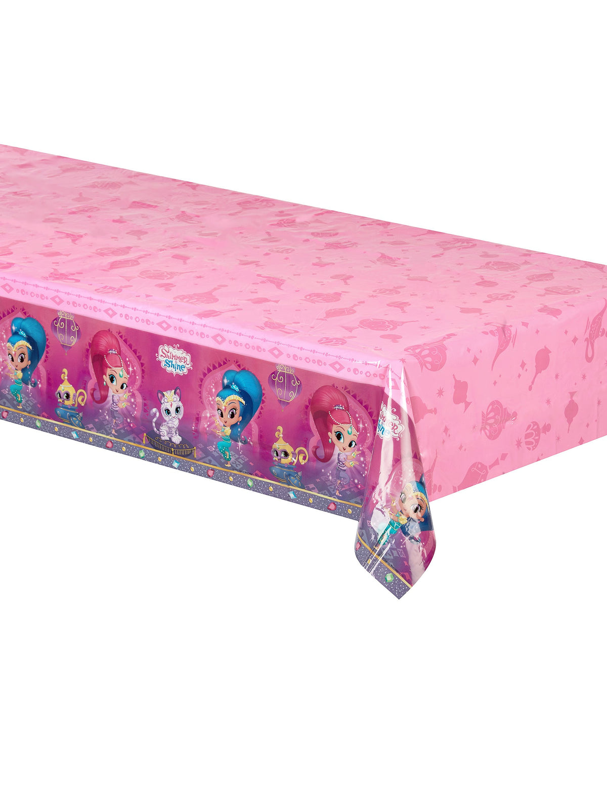 Nappe en plastique Shimmer et Shine rose avec personnages