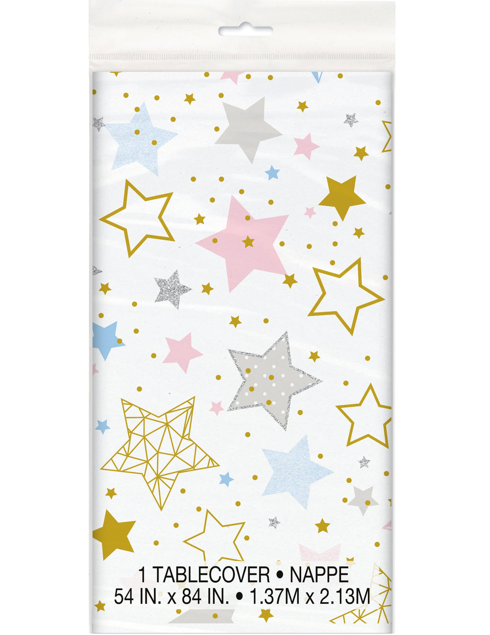 Nappe en plastique Twinkle Twinkle Little Star blanche à étoiles multicolores