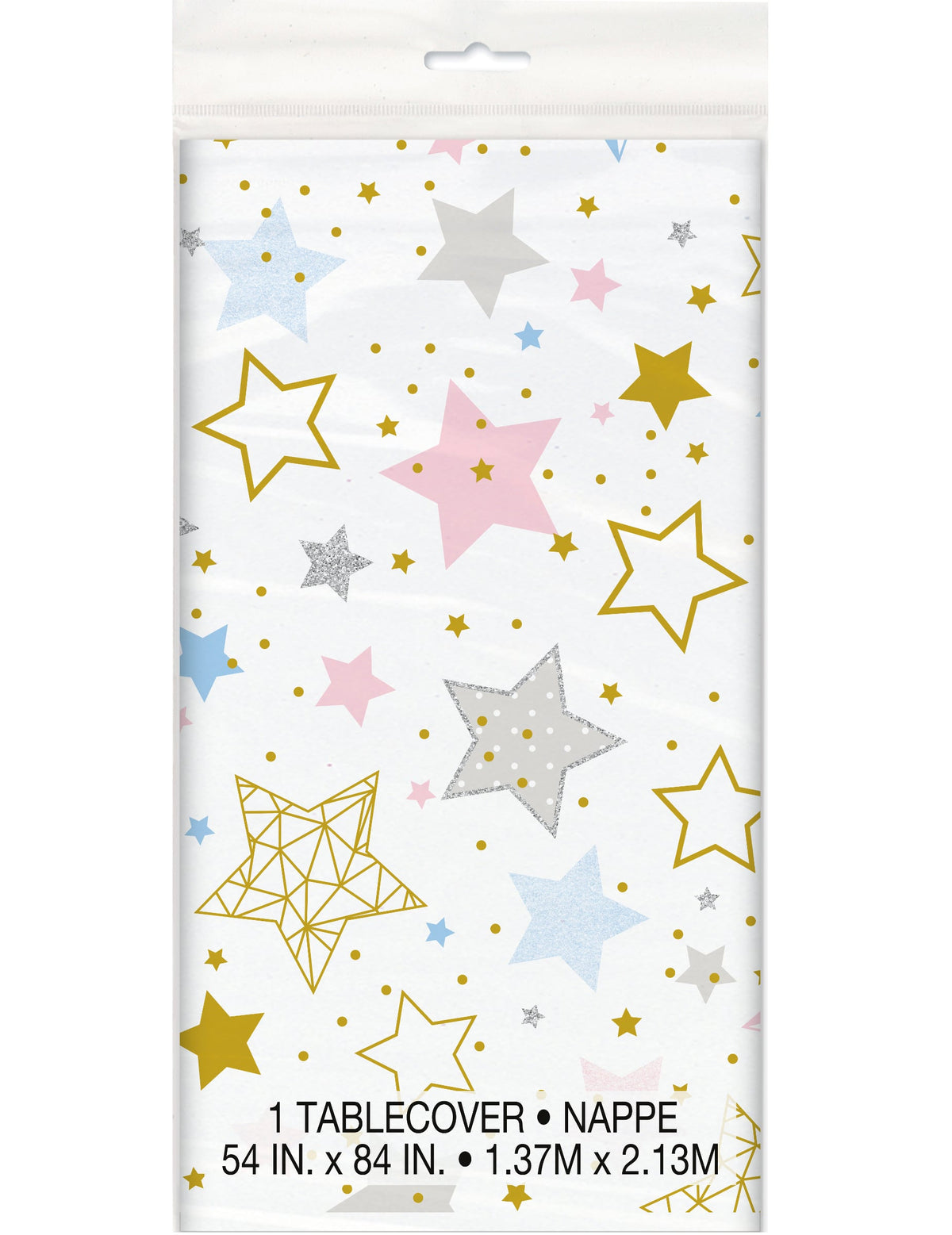 Nappe en plastique Twinkle Twinkle Little Star blanche à étoiles multicolores