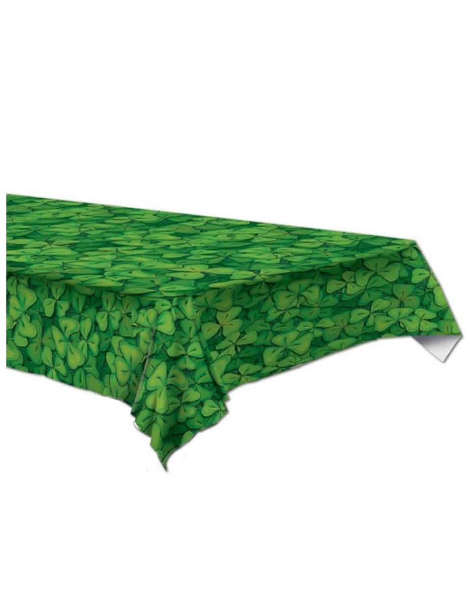 Toalha de mesa de plástico com trevos para festa verde