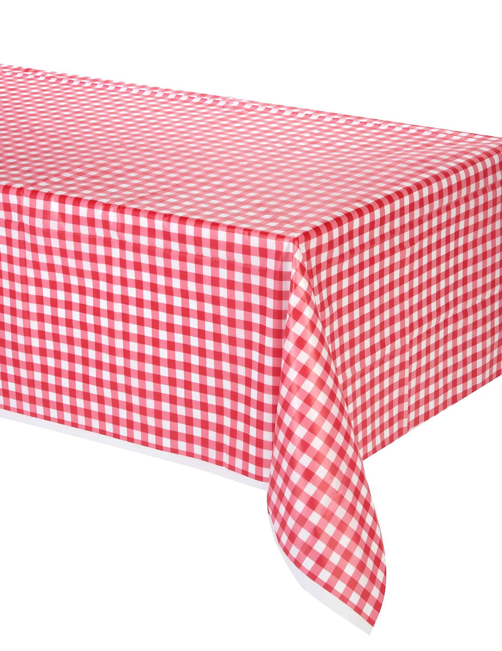 Toalha de mesa em plástico xadrez vermelho e branco