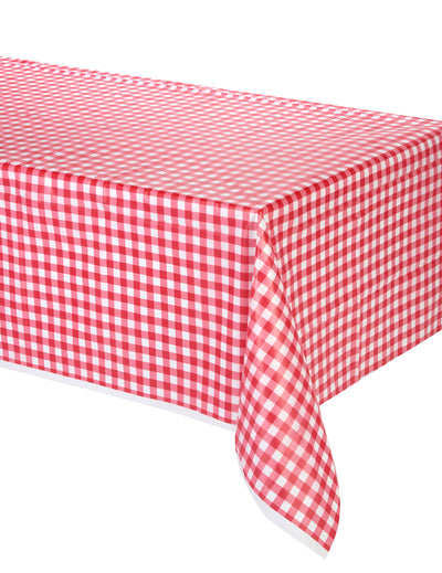 Nappe en plastique vichy rouge et blanc