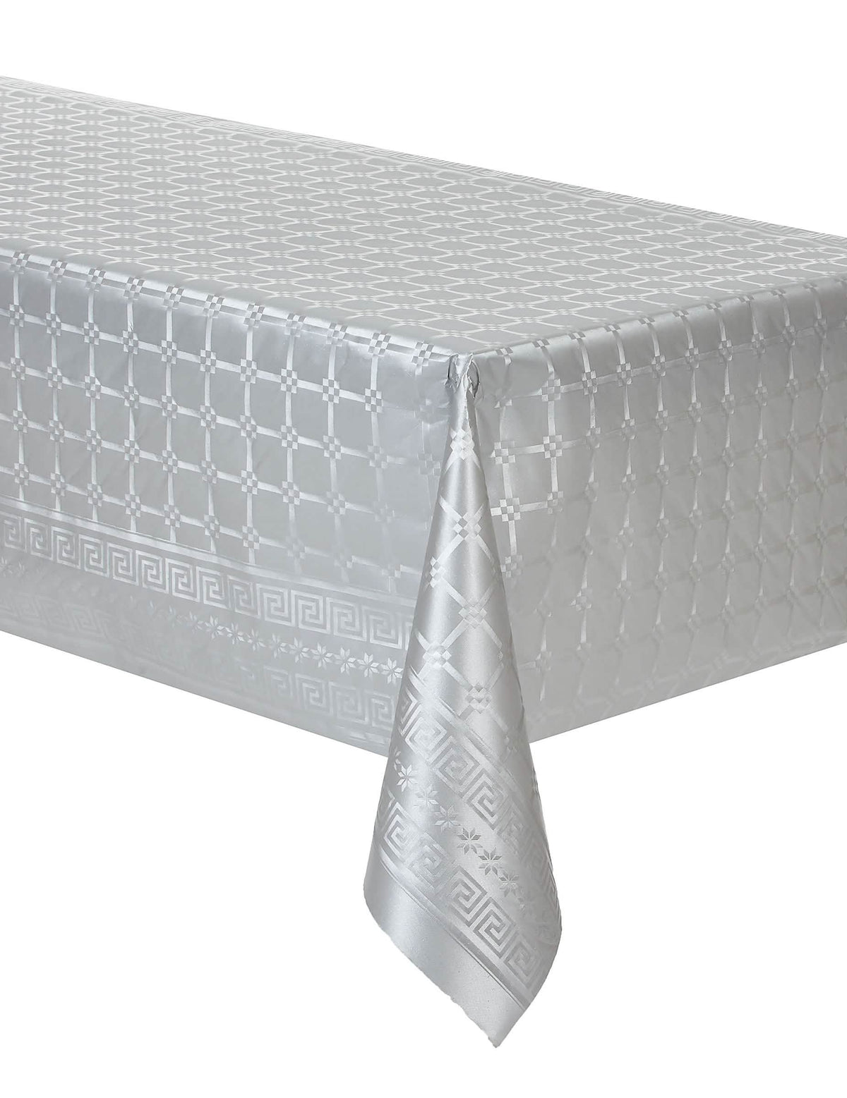 Toalha de mesa em rolo de papel damasco prateado