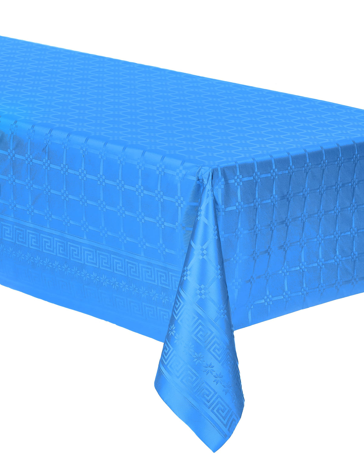 Nappe en rouleau papier damassé bleu avec motifs de frises grecques
