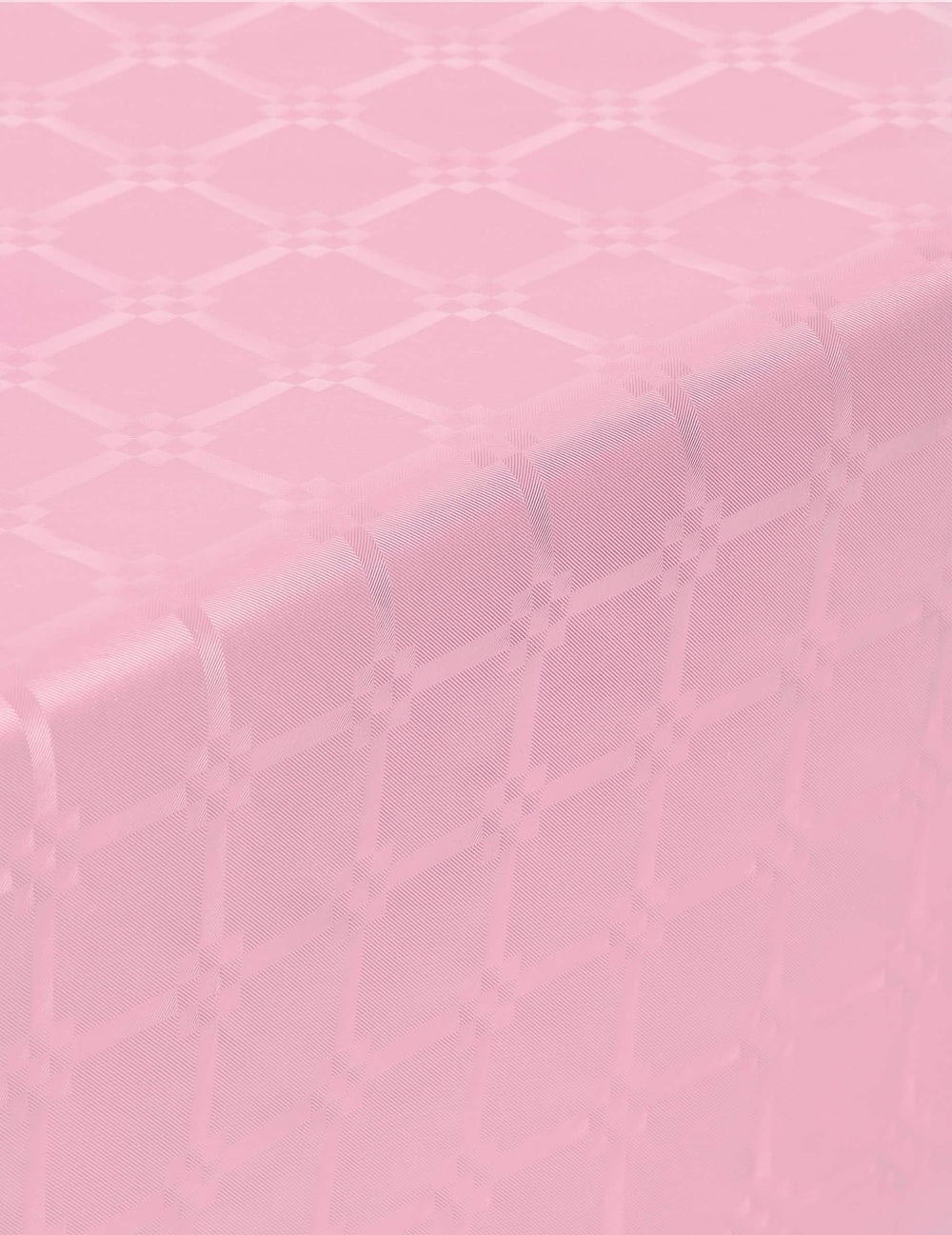 Detalhe dos motivos da toalha de mesa em rolo de papel damasco cor de rosa pastel