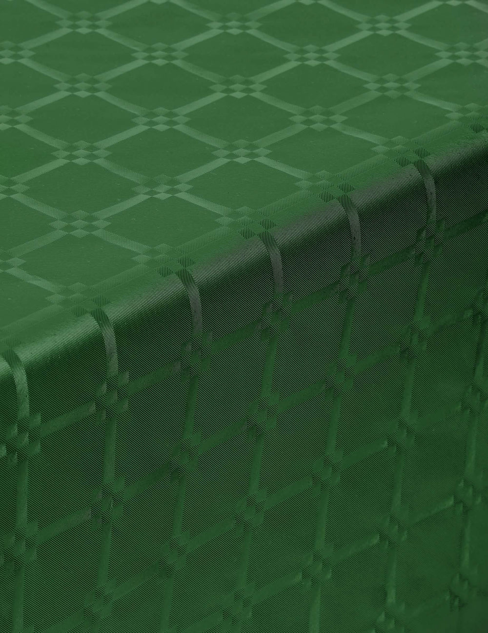 Detalhe da textura adamascada da toalha de mesa em rolo de papel adamascado para festa verde escuro