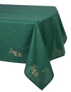 Toalha de mesa em tecido Feliz Natal verde inglês e dourado 140 x 240 cm