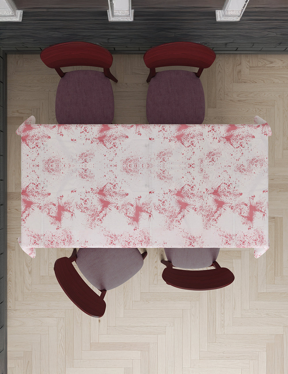 Vue de dessus de la nappe en tissu Halloween ensanglanté