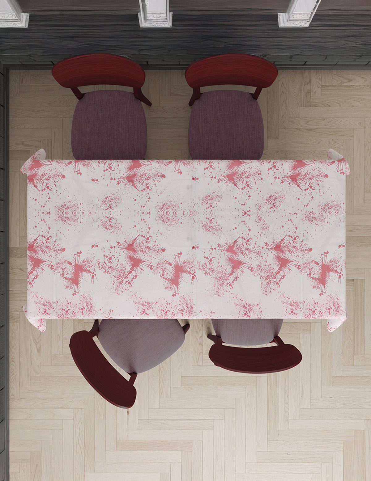 Vue de dessus de la nappe en tissu Halloween ensanglanté