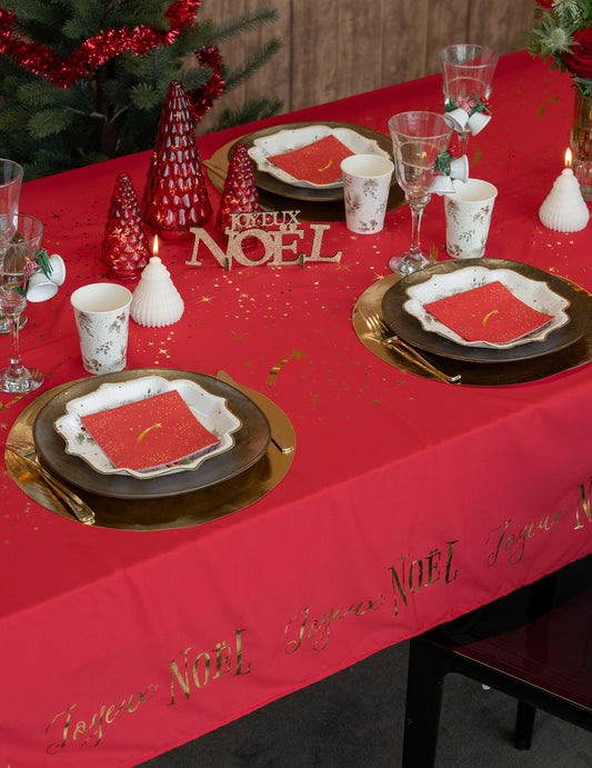 Toalha de mesa Estrela Cadente vermelha 145 x 240 cm